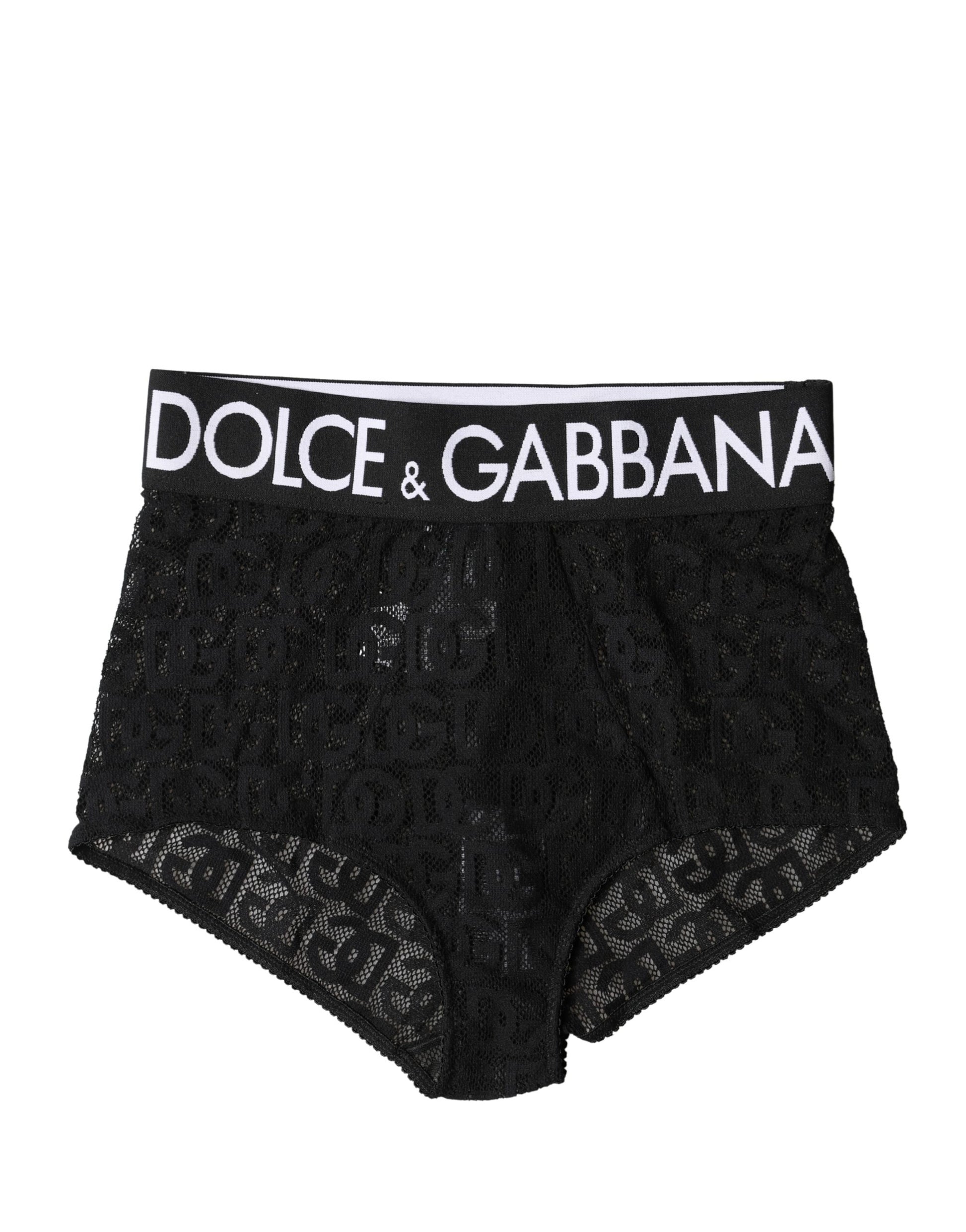 Dolce & Gabbana Black Logo Girdle High Waist Panty Underwear