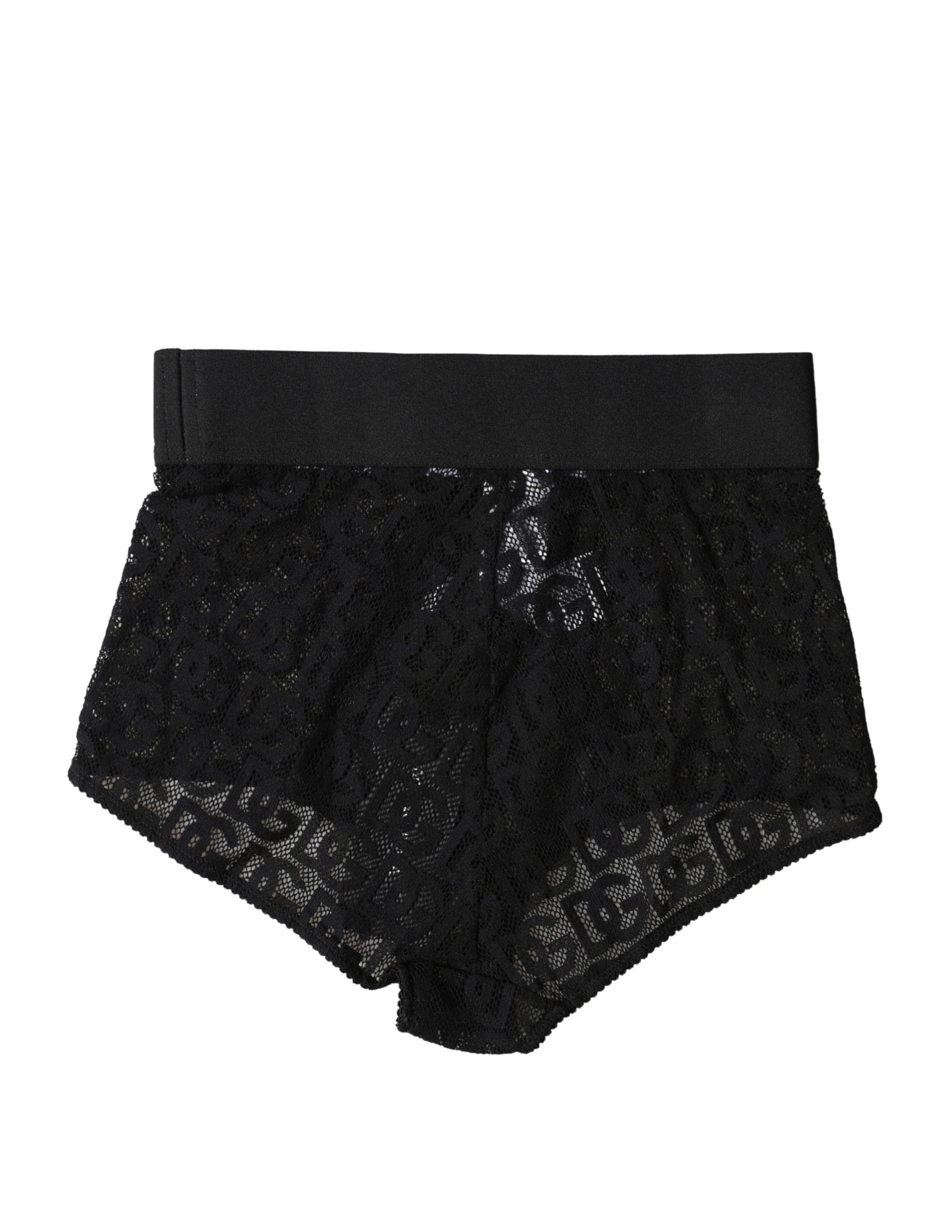 Dolce & Gabbana Black Logo Girdle High Waist Panty Underwear
