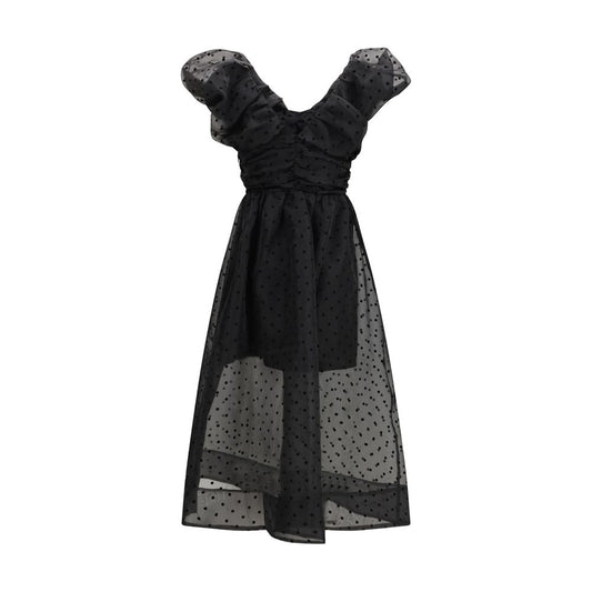 Ganni Black Recycled Polyester Cocktail Dress