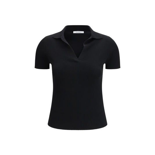 Max Mara Black Fleece Wool Polo Shirt