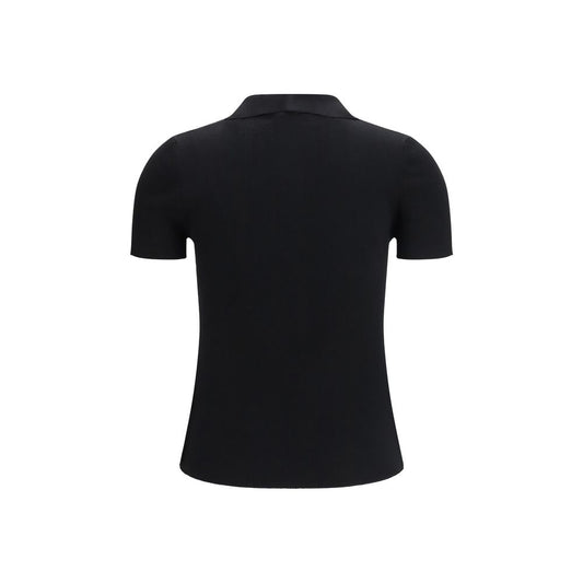 Max Mara Black Fleece Wool Polo Shirt