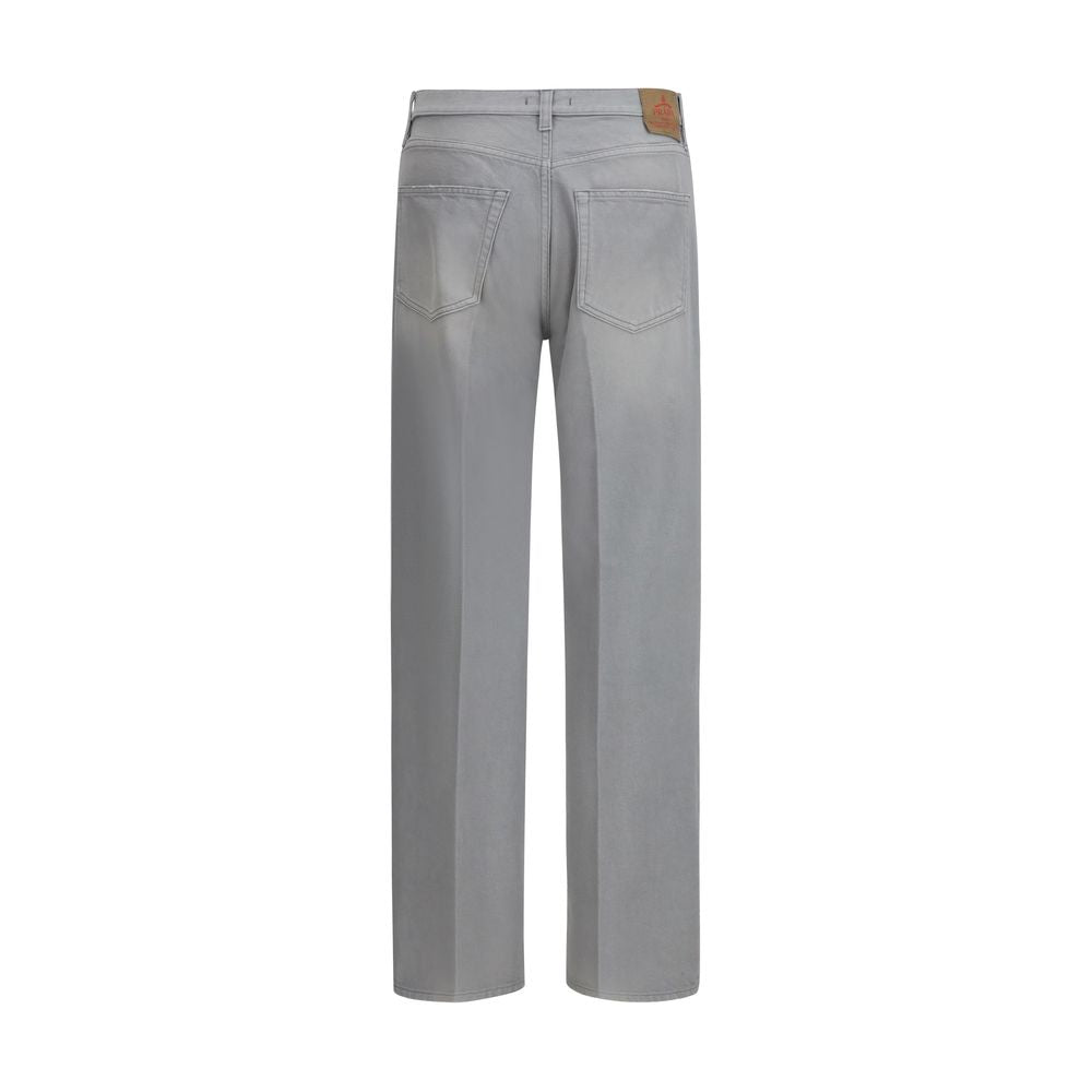 Prada Gray Cotton Straight-Leg Jeans - Qutton
