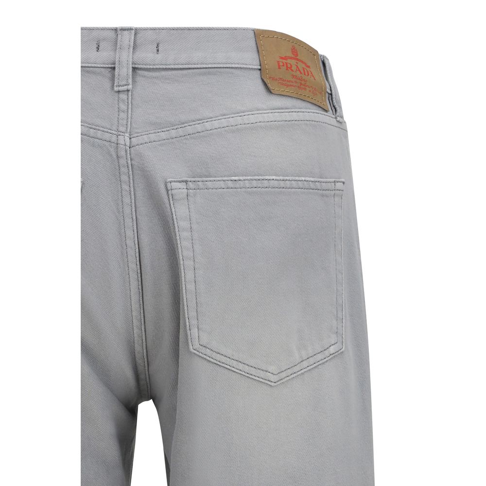 Prada Gray Cotton Straight-Leg Jeans - Qutton