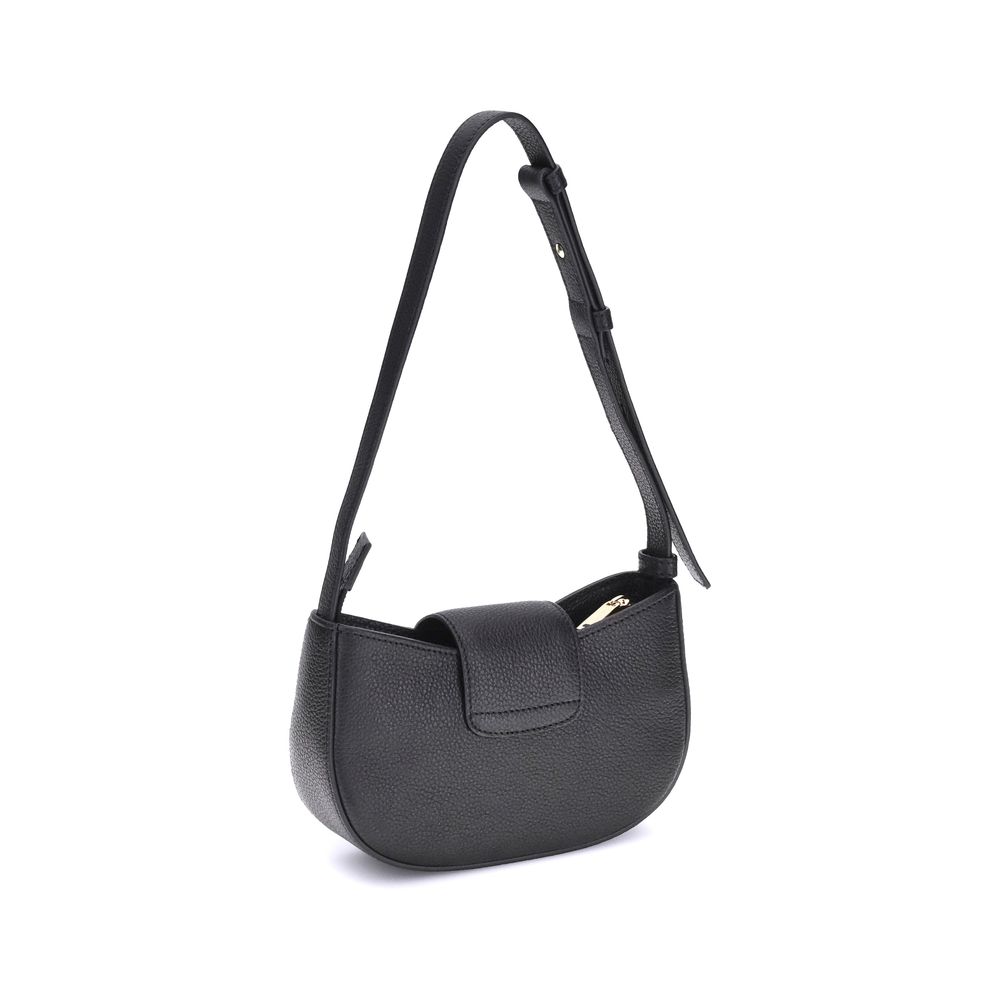 Ferragamo Black Calf Leather Bos Taurus Shoulder Bag