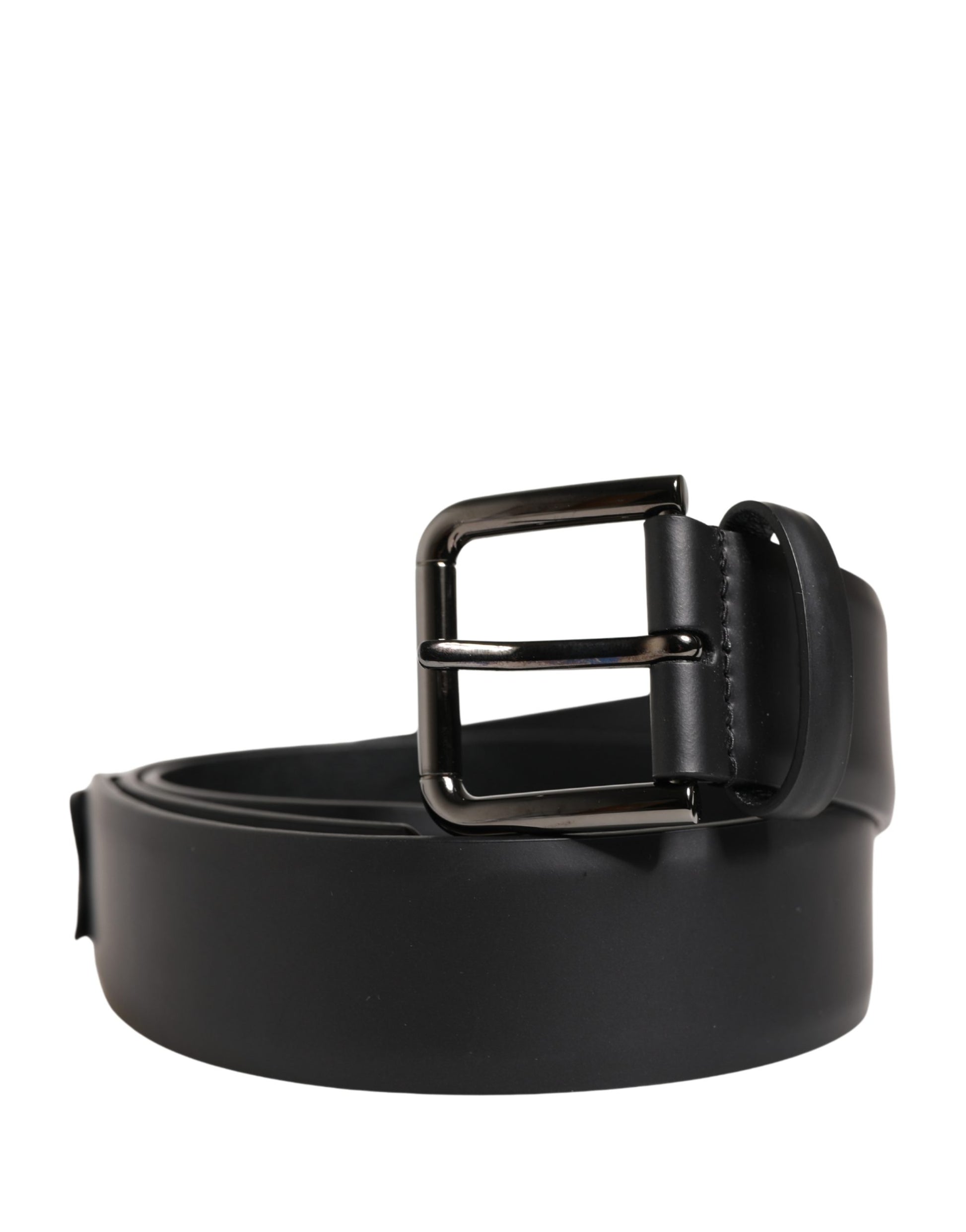 Dolce & Gabbana Men Black Classic Leather Metal Buckle Belt