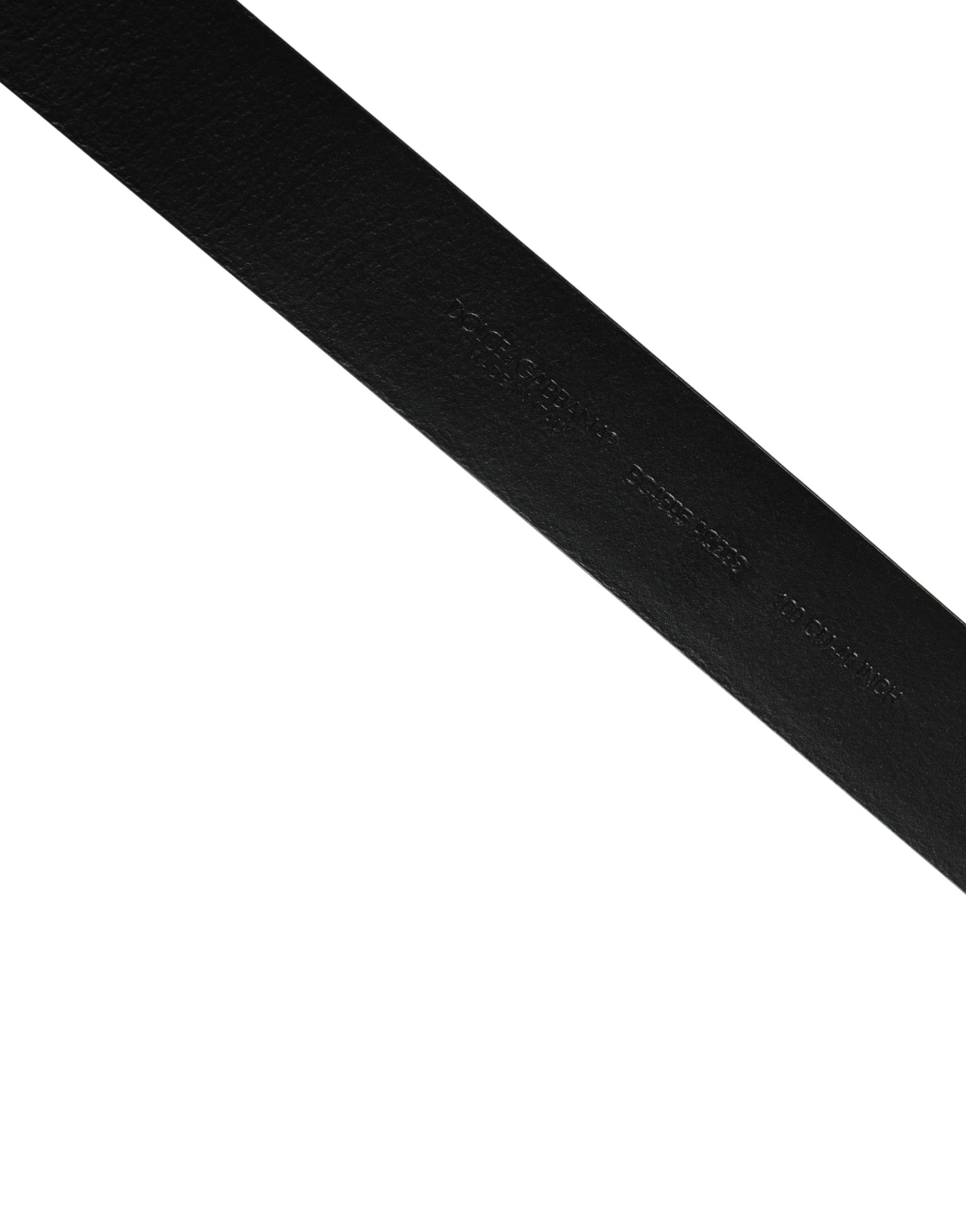 Dolce & Gabbana Men Black Classic Leather Metal Buckle Belt