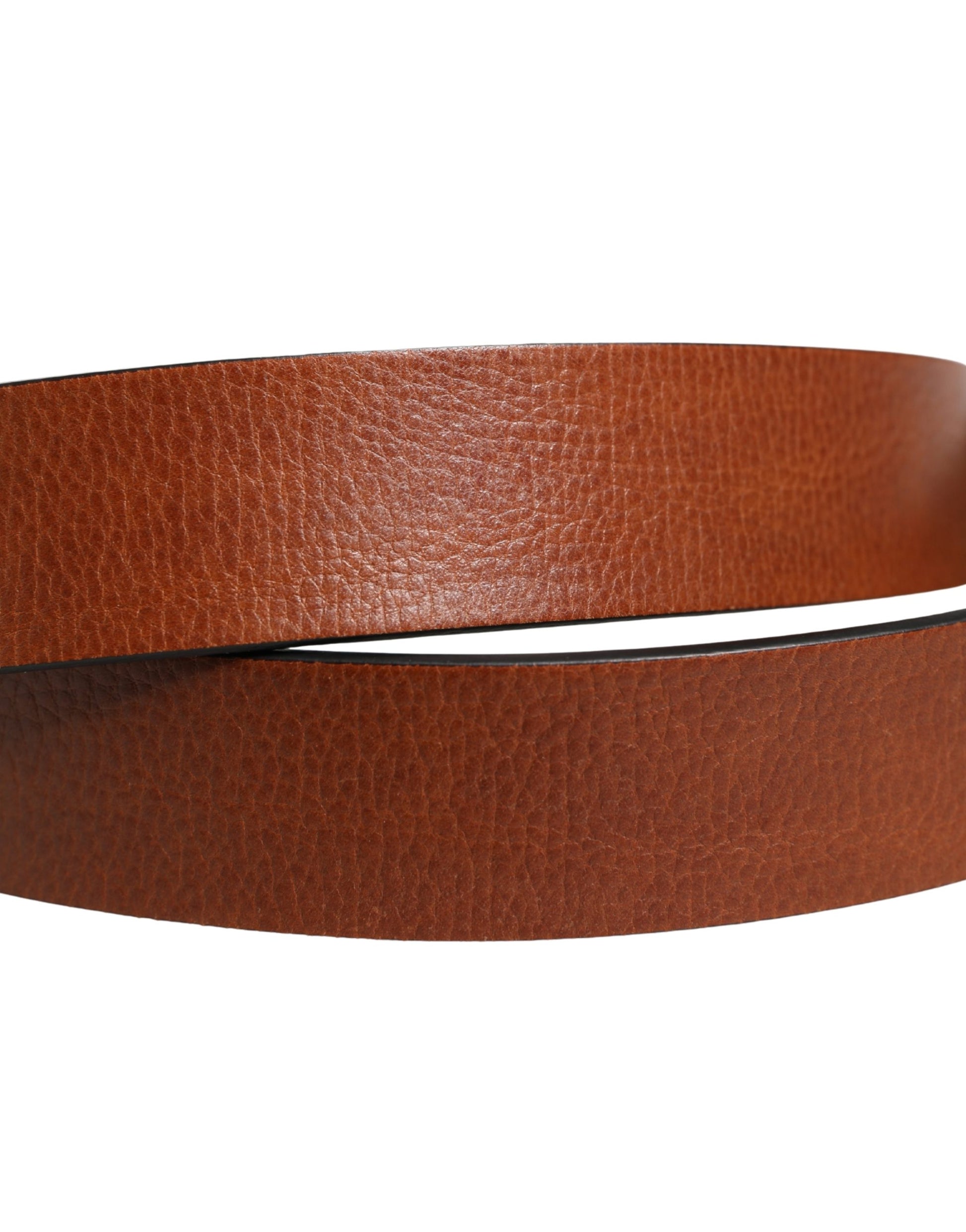 Dolce & Gabbana Men Brown Leather Classic Metal Buckle Belt