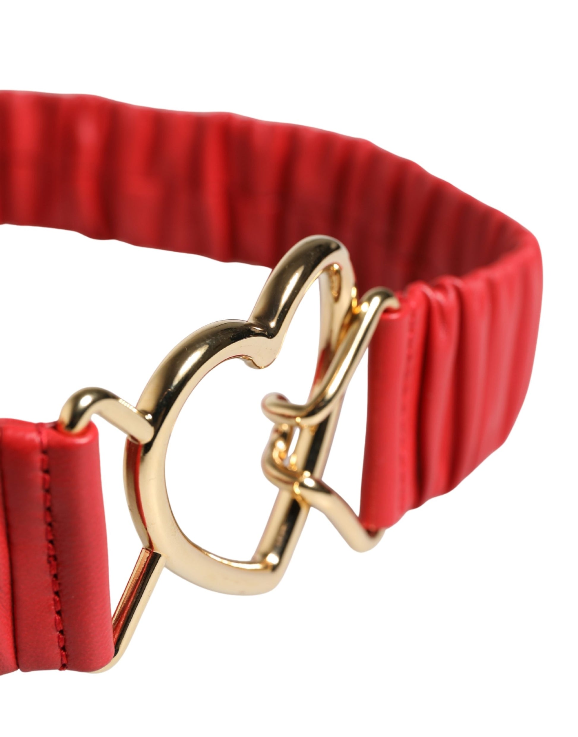 Dolce & Gabbana Red Leather Gold Heart Metal Buckle Belt