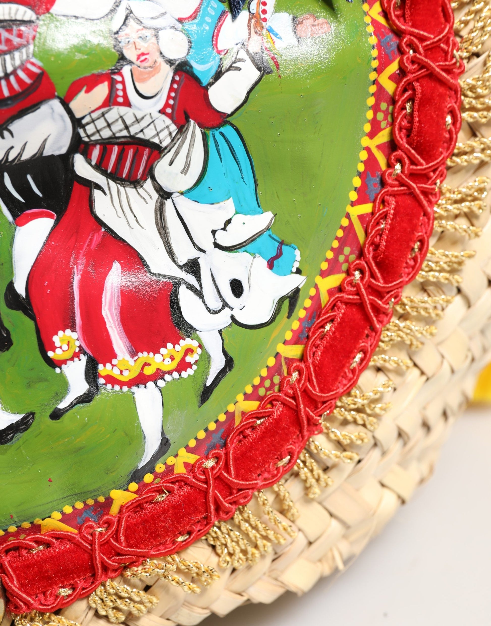 Dolce & Gabbana Multicolor Woven Straw Basket Embellished Sicily Bag