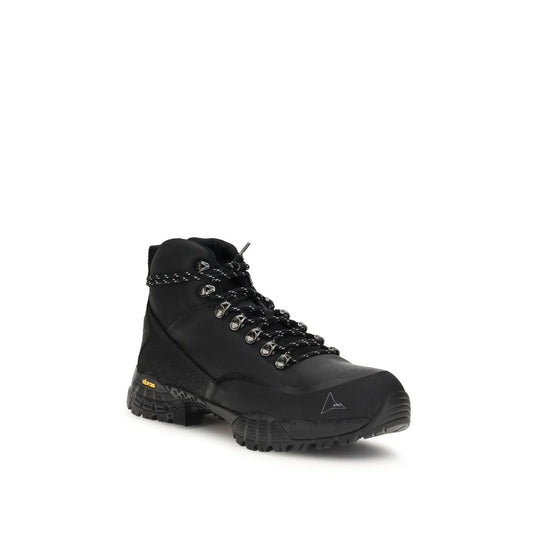 ROA Black Leather Lace-Up Boots