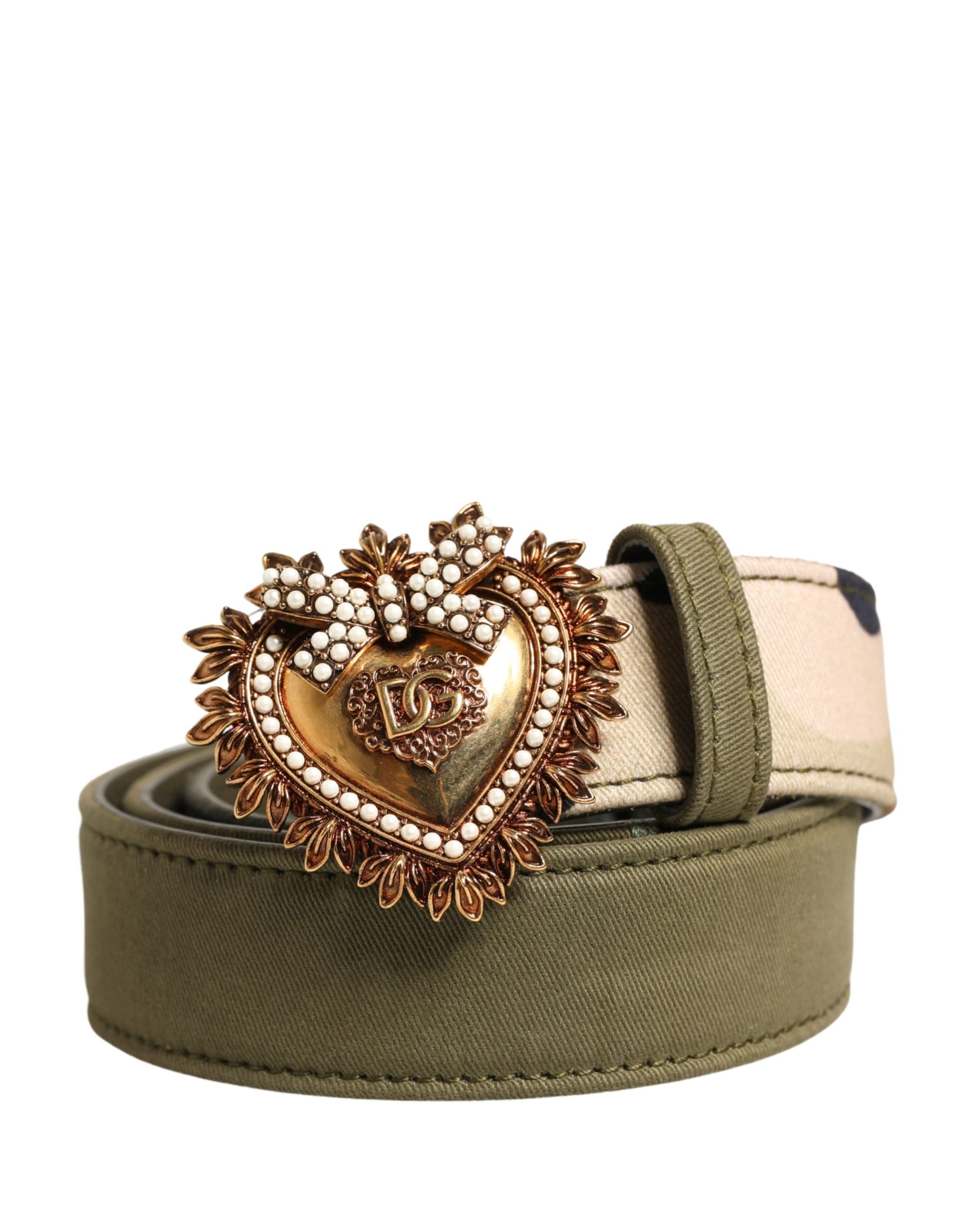 Dolce & Gabbana Green Camouflage Devotion Metal Buckle Belt