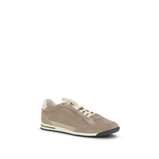 Brunello Cucinelli Beige Calf Leather Bos Taurus Low Top Sneakers - Qutton