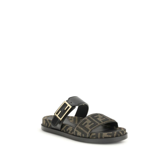 Fendi Brown Polyamide Flat Sandals