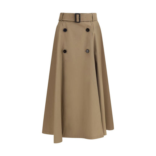 Burberry Brown Cotton Midi Skirt