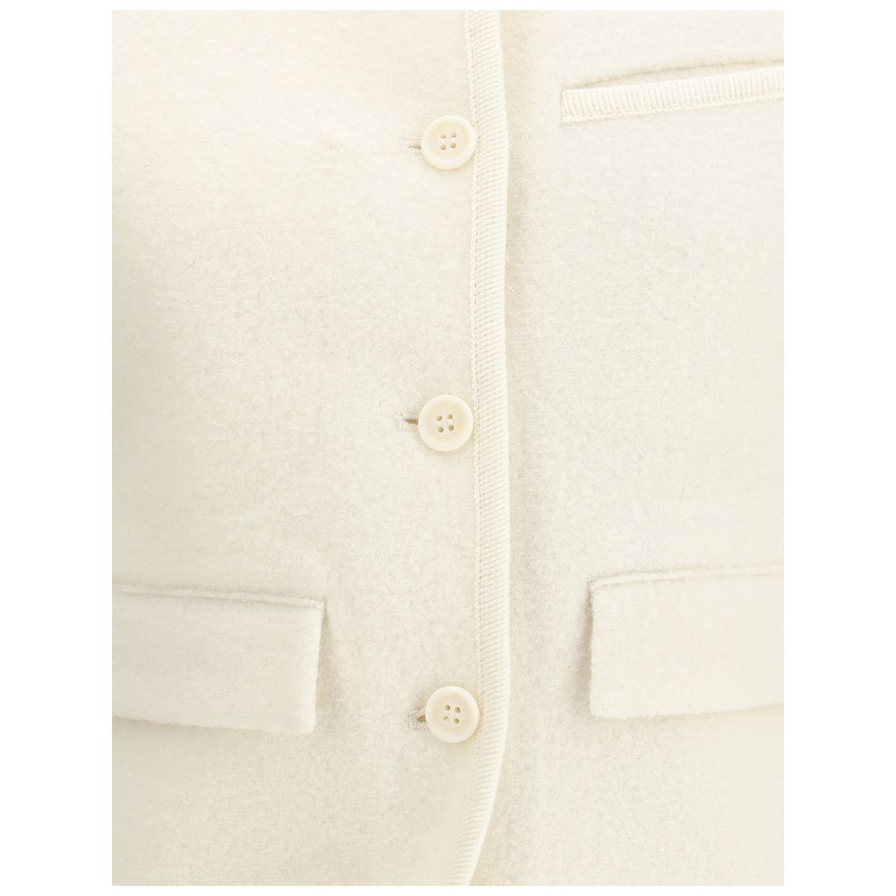 RIER White Fleece Wool Coat