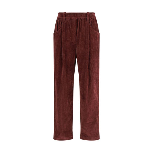 Brunello Cucinelli Bordeaux Cotton Casual Pants