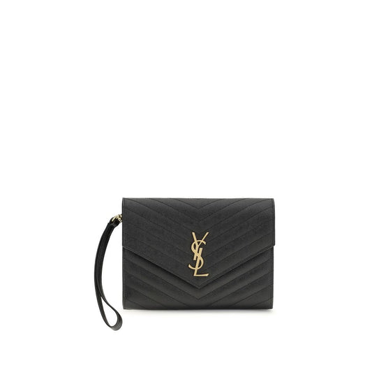 Saint Laurent Black Calf Leather Bos Taurus Clutch Bag - Qutton