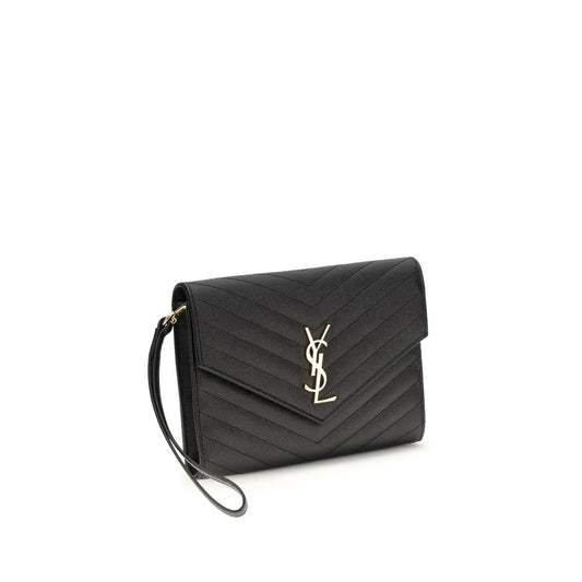 Saint Laurent Black Calf Leather Bos Taurus Clutch Bag - Qutton
