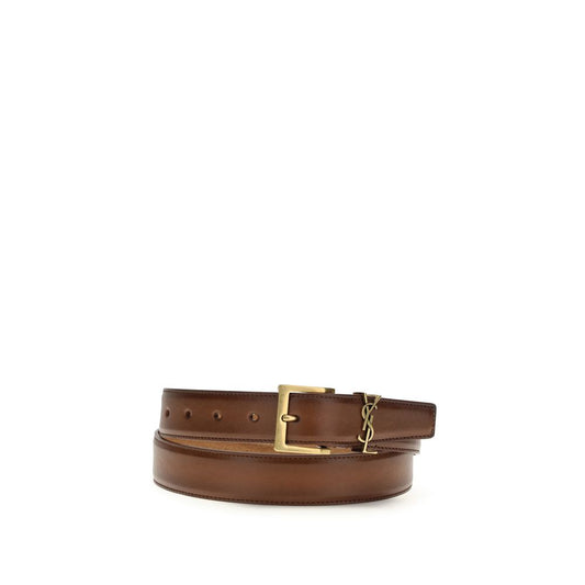 Saint Laurent Brown Calf Leather Bos Taurus Regular Belt