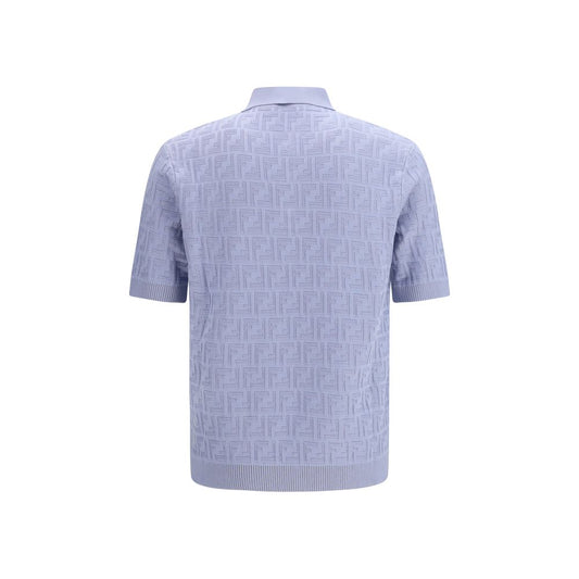 Fendi Blue Cotton Polo Shirt