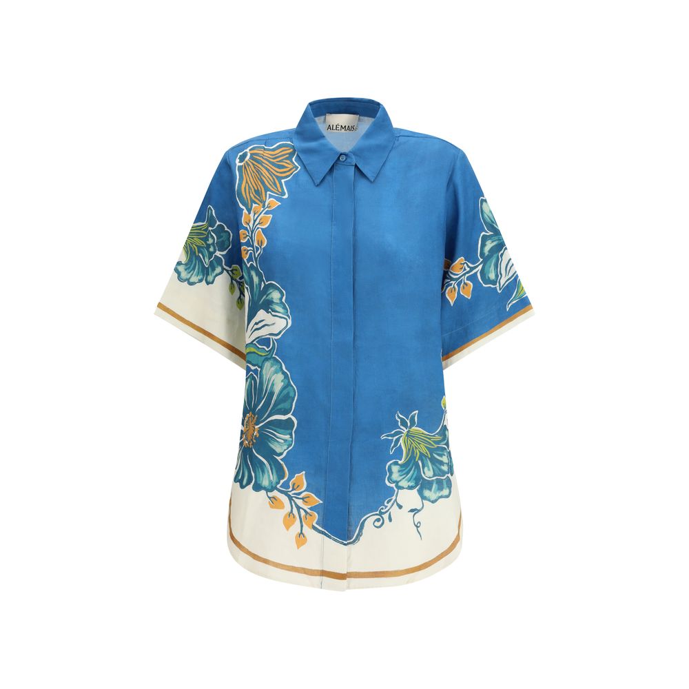 Alemais Blue Linen Pattern Shirt - Qutton