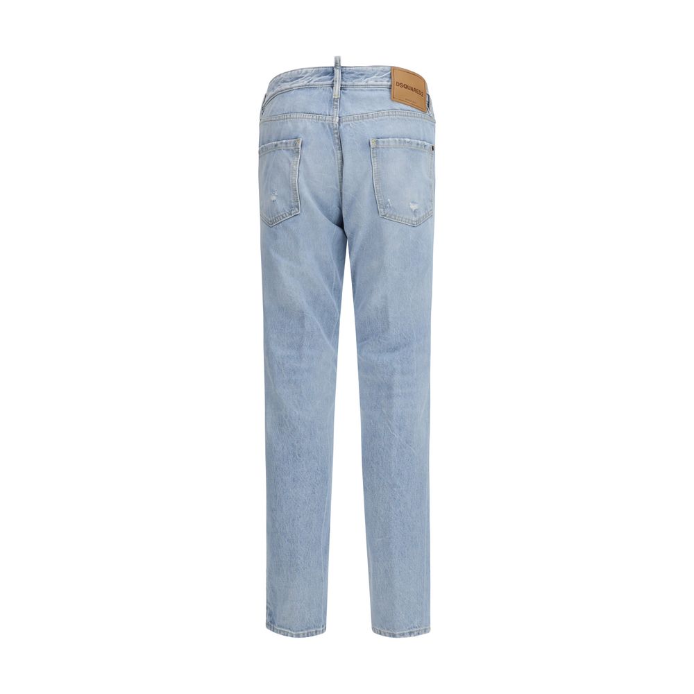 Dsquared² Blue Cotton Straight-Leg Jeans