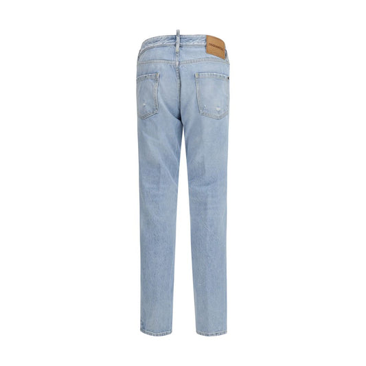 Dsquared² Blue Cotton Straight-Leg Jeans