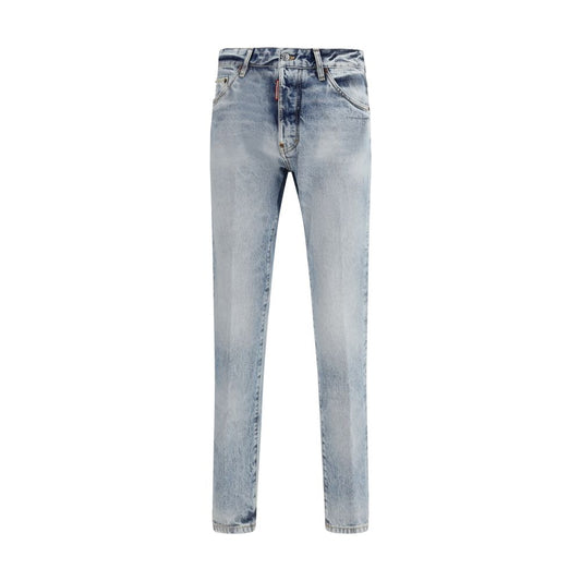 Dsquared² Blue Cotton Straight-Leg Jeans