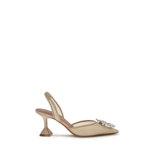 Amina Muaddi Beige Polyester High Heel Pumps - Qutton