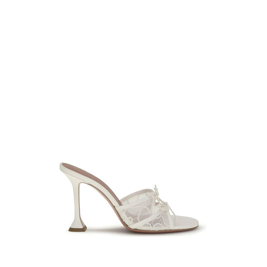 Amina Muaddi White Fabric Slippers - Qutton