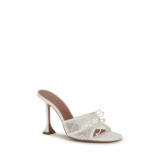 Amina Muaddi White Fabric Slippers - Qutton