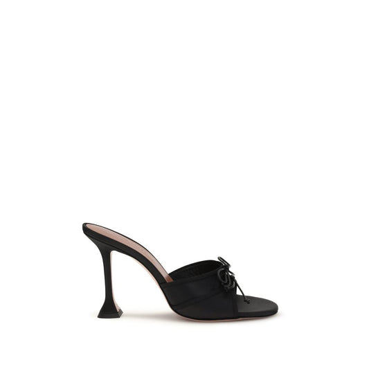 Amina Muaddi Black Calf Leather Bos Taurus Slippers - Qutton