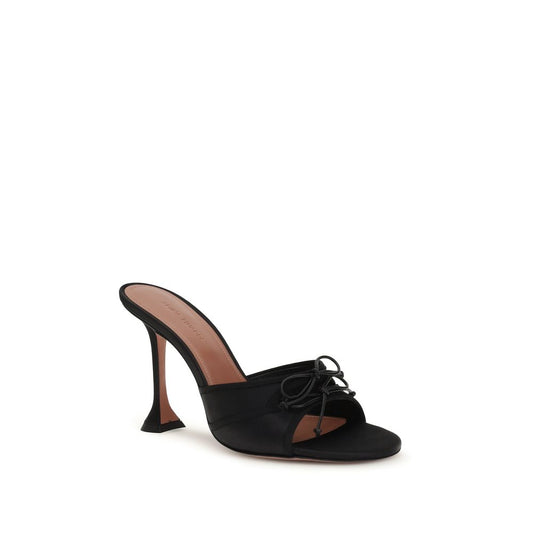 Amina Muaddi Black Calf Leather Bos Taurus Slippers - Qutton