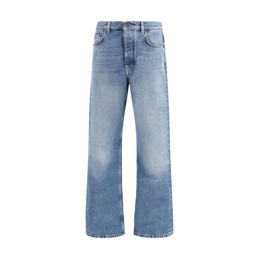 Off-White Blue Cotton Relaxed Fit Jeans - Qutton