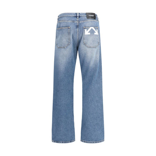 Off-White Blue Cotton Relaxed Fit Jeans - Qutton