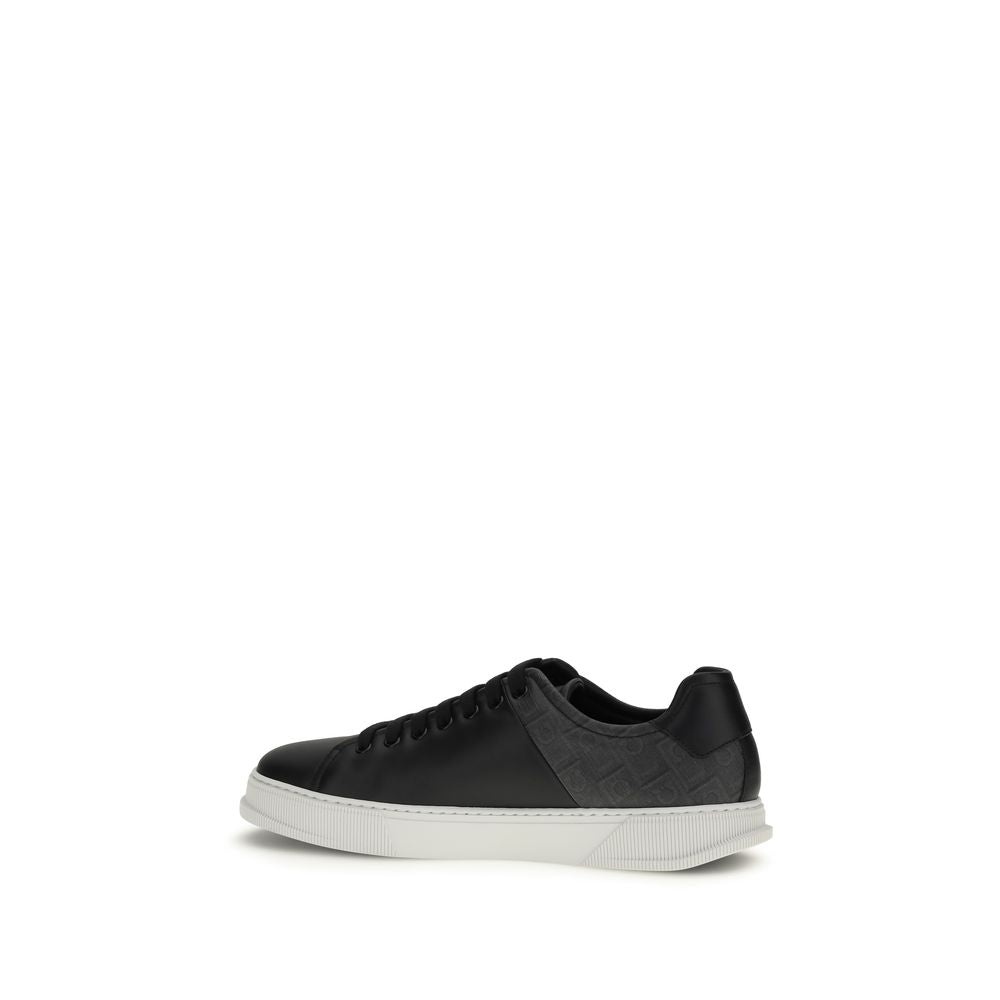 Ferragamo Black Calf Leather Bos Taurus Low Top Sneakers - Qutton