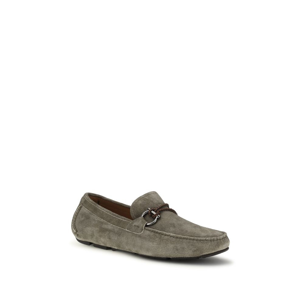 Ferragamo Gray Calf Leather Bos Taurus Slip-On Loafers - Qutton