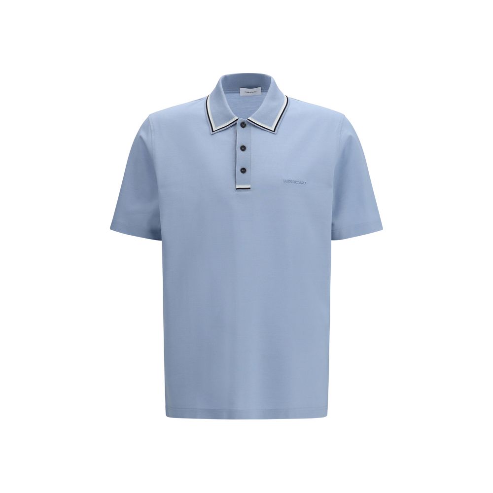 Ferragamo Blue Cotton Polo Shirt - Qutton