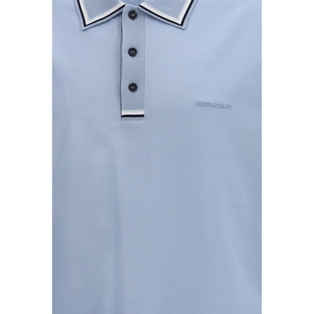 Ferragamo Blue Cotton Polo Shirt - Qutton