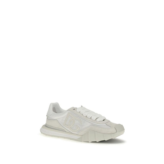 Dolce & Gabbana White Calf Leather Bos Taurus Athletic Sneakers