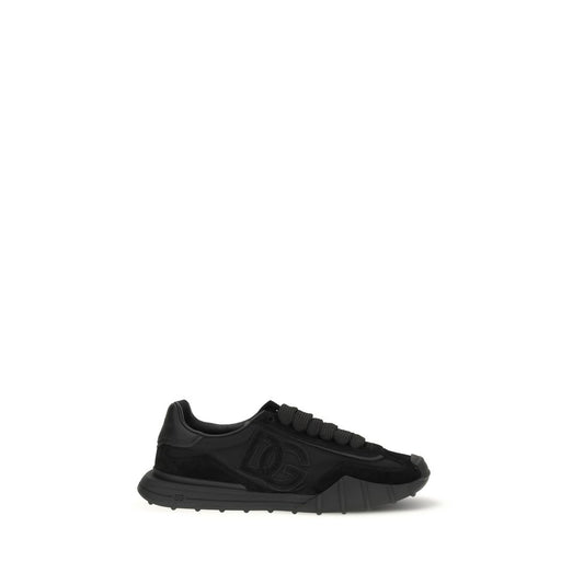 Dolce & Gabbana Black Calf Leather Bos Taurus Athletic Sneakers