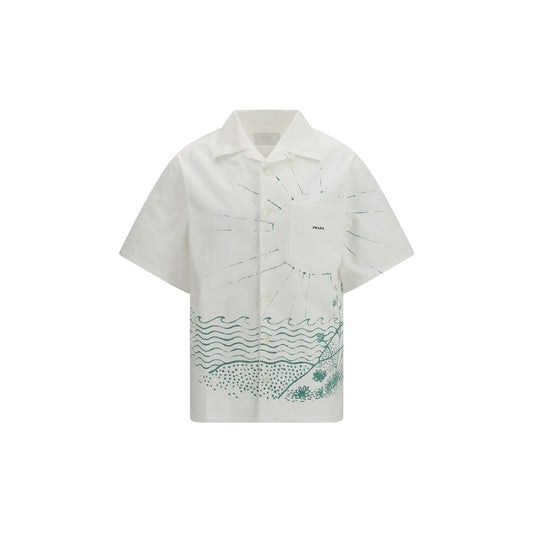 Prada White Cotton Pattern Shirt