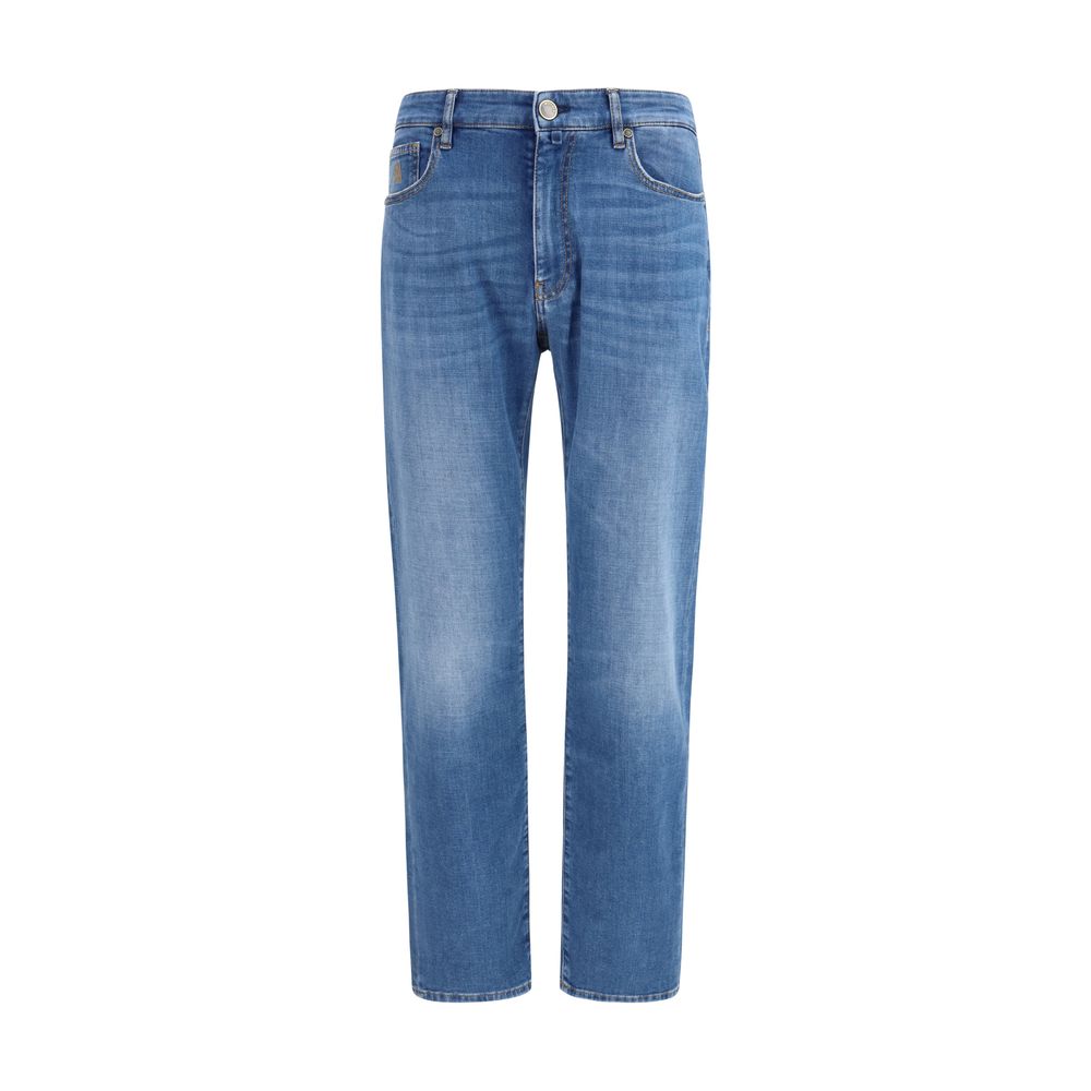 MooRER Blue Cotton Straight-Leg Jeans