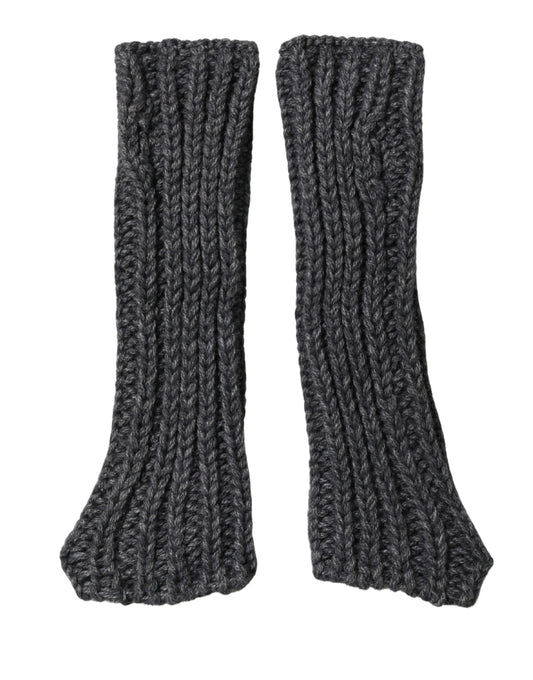 Dolce & Gabbana Gray Acrylic Knitted Fingerless Arm Warmer Gloves