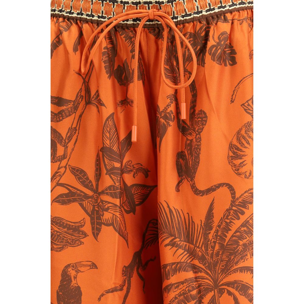 Alemais Orange Silk Casual Pants