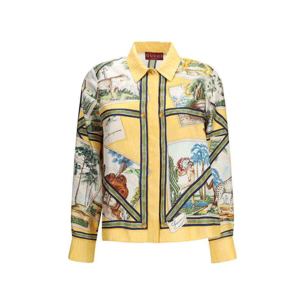 Gucci Bicolor Silk Pattern Shirt - Qutton