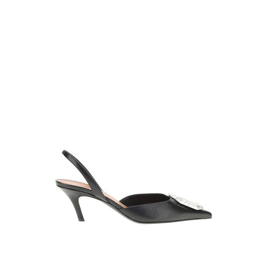 Amina Muaddi Black Calfskin Pumps