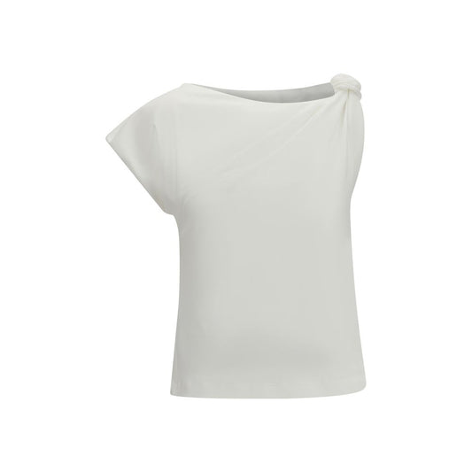 PINKO White Cotton Sleeveles T-Shirt