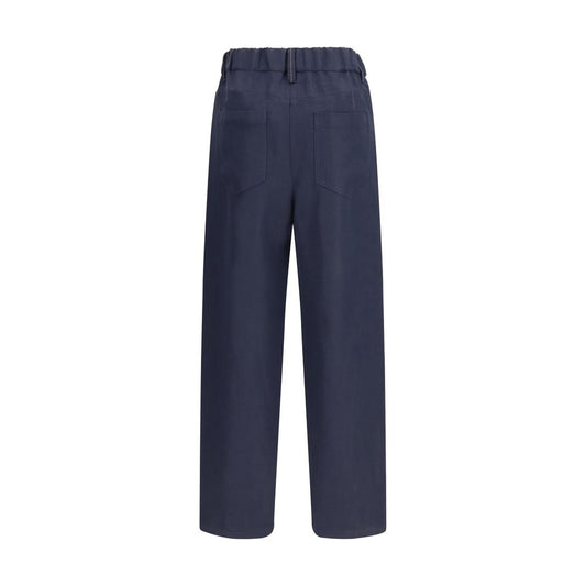Brunello Cucinelli Blue Viscose Casual Pants - Qutton