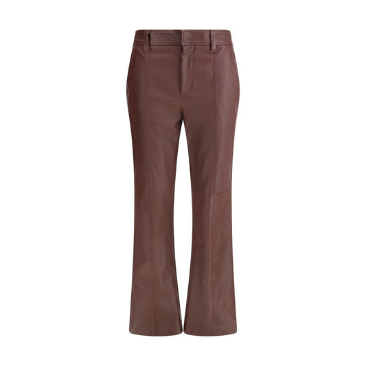 Brunello Cucinelli Bordeaux Leather Pants